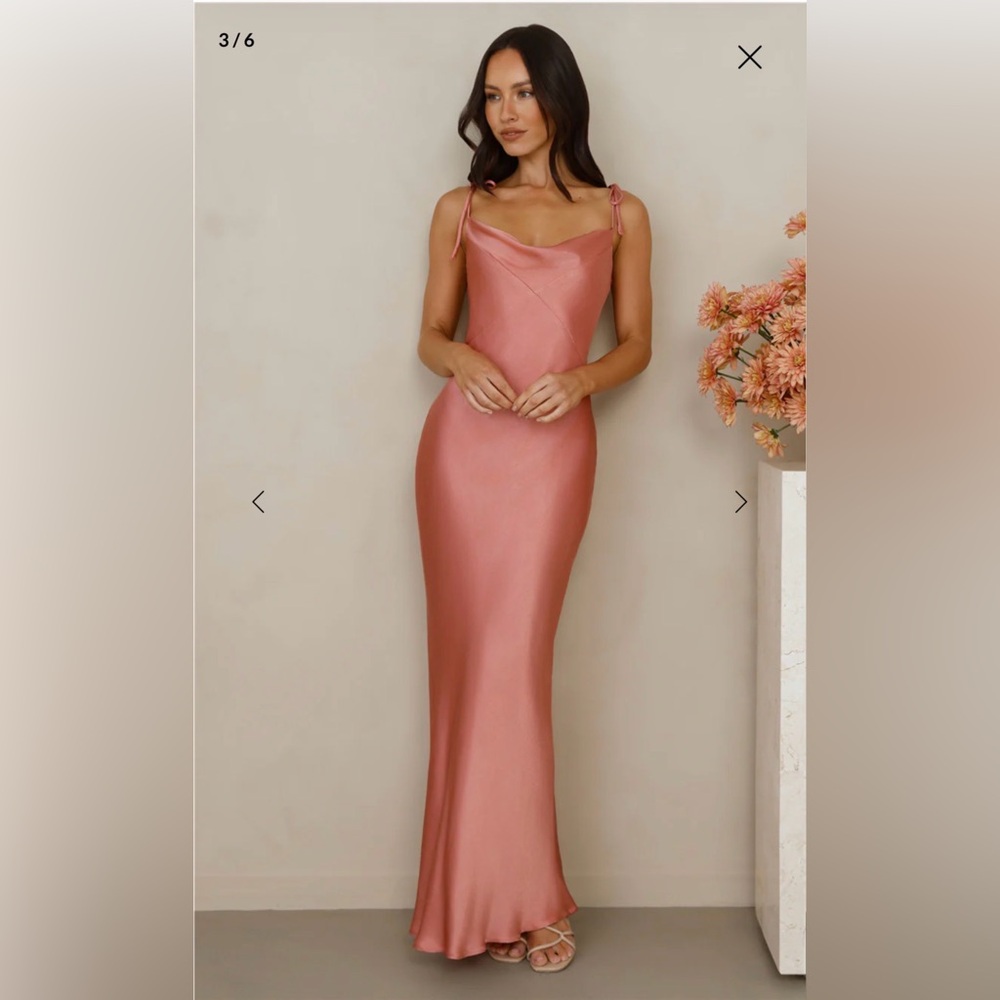 THE PENELOPE COWL SATIN MAXI DRESS ROSE